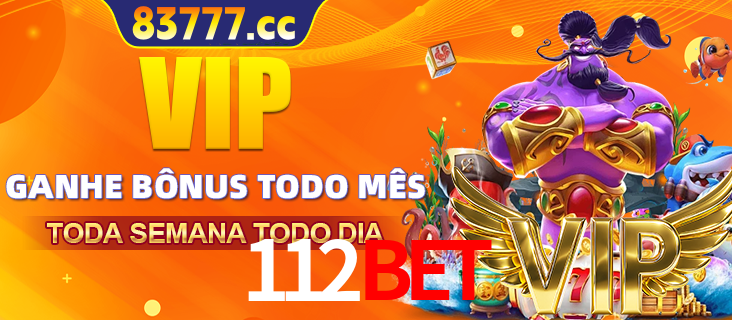 Banner promocional do 112BET oferecendo 100% de recompensas adicionais contínuas para quem fizer o login diário (Daily sign-in), com um mascote de coelho.