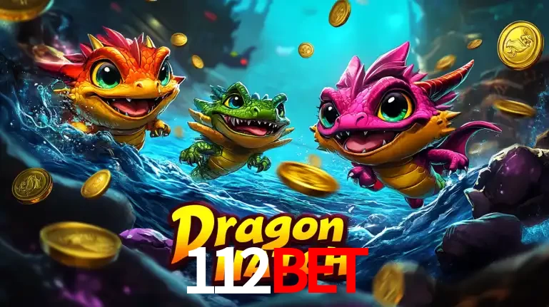Arte promocional do jogo Dragon Hatch com três adoráveis dragões bebês nadando entre moedas de ouro, um dos slots mais divertidos para jogar no cassino 112BET.